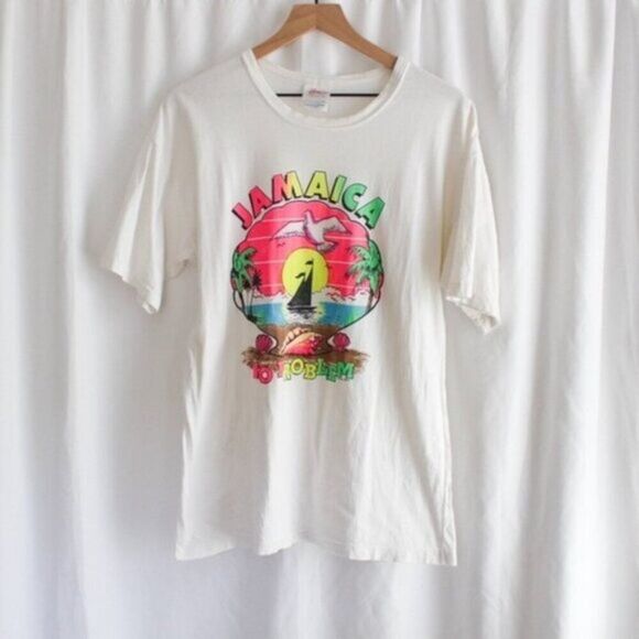Vintage 90s Graphic Jamaica No Problem Cotton Short Sleeve Tee Extra Large - Picture 1 of 5